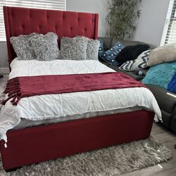 Queen Bedframe With headboard and Mattress Like New $250