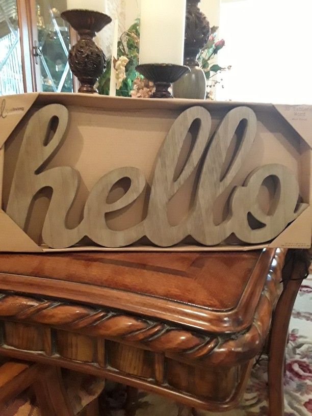 Hello Wood Decor 20" Wide In Weeki Wachee Spring Hill