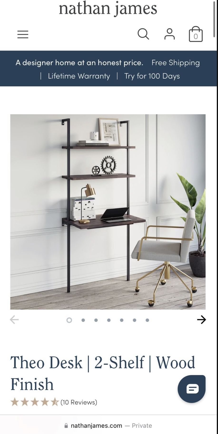 Nathan James ‘Theo’ Wall Mounted 2-Shelf Desk