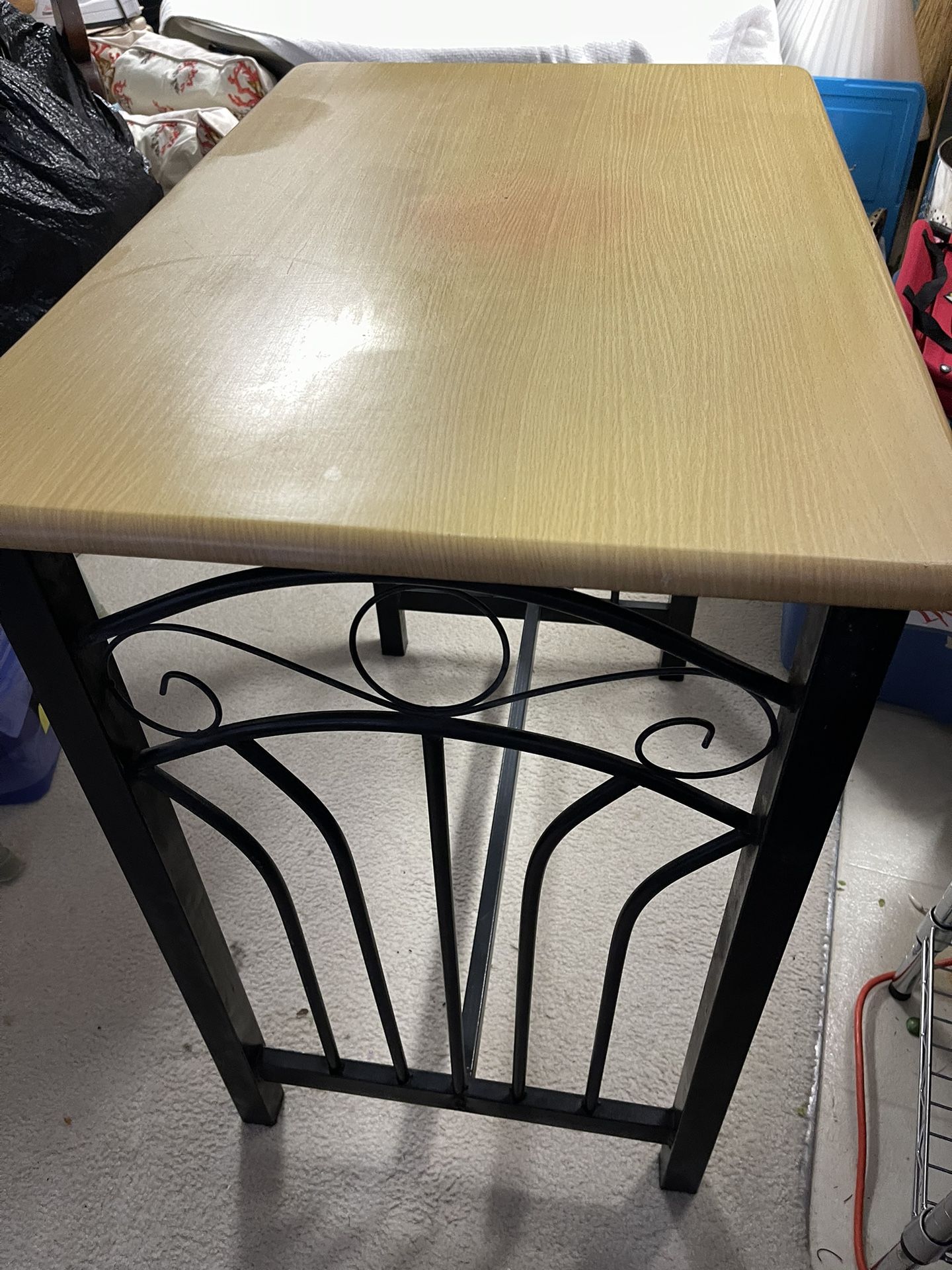 Small, High Table With Metal Legs