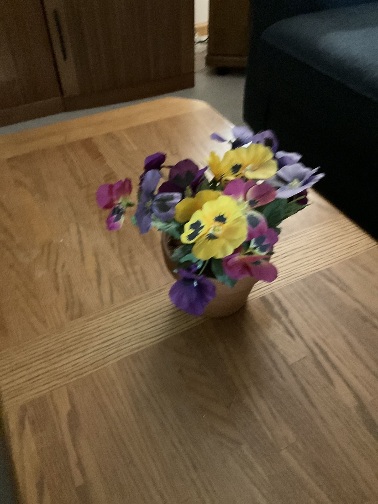 Small Clay pot With Artificial Pansies