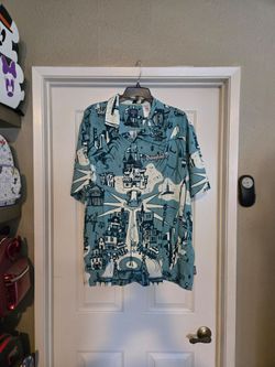 Disneyland 70 Celebration Vault Collection Teal Graphic Button Down Men’s Shirt