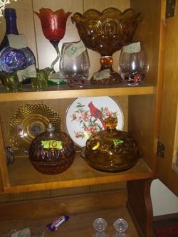 25 peices Vintage Amber glass