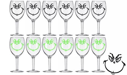 12 wine glass Grinch