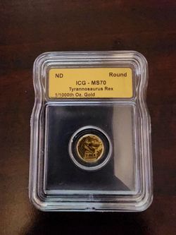 ICG MS70 Tyrannosaurus Rex 1/1000th Oz Gold Coin