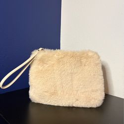 Fluffy beige handbag/purse