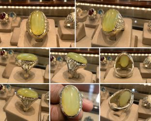 Yemeni Aqeeq / Agate Super Lucky Natural Stone Ring Laid On Nickel Size 9.5