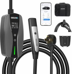 Level 2 EV Electric Vehicle Charger 32 Amp, NEMA 14-50 Plug, 220V, 25FT Cable, App Control, Waterproof, Tesla 3 Y S X Cybertruck