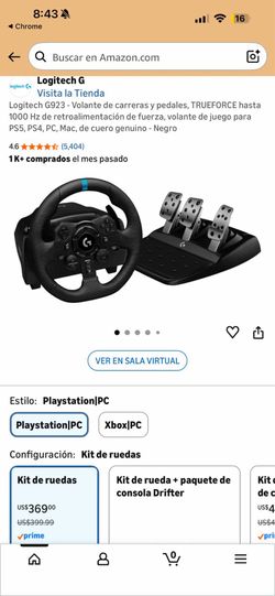 Logitech G923 - Volante de carreras y pedales,