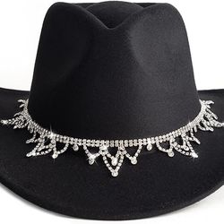 Black Cowgirl & Cowboy hat with rhinestones 