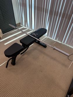 Adjustable Weight Bench with Barbell