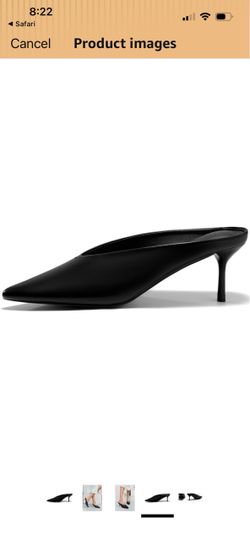 Coutgo Brand-Black Pointed Toe Mule Heels - Size 7