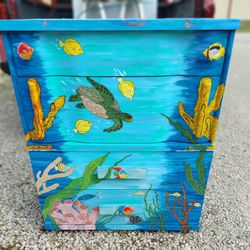 Vintage OCEAN THEME Chest Of Drawers 