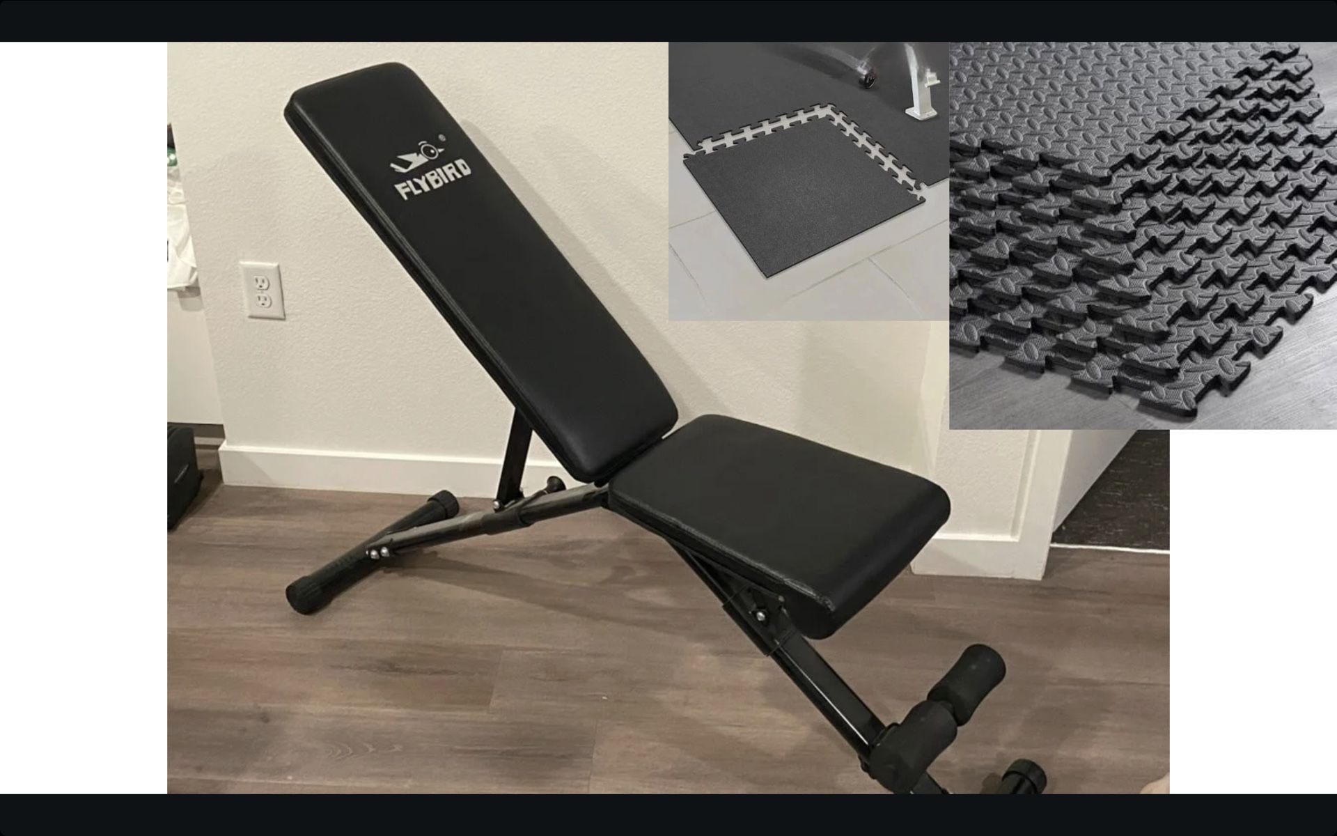 Flybird Exercise Bench with Exercise Floor Mats
