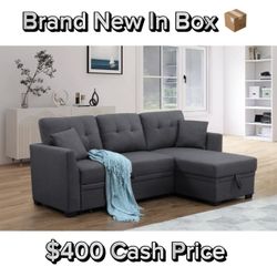 New In Box L Sectional Couch 🛋️ Pull Out Bed And Storage Underneath 