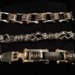 Three Stainless Men’s Bracelets 