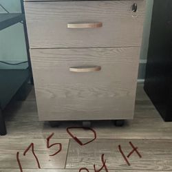 Grey File Cabinet with glass Top