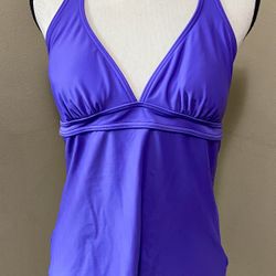PRANA Lahari Tankini Swim Top Womens L Purple Halter Swimsuit Padded
