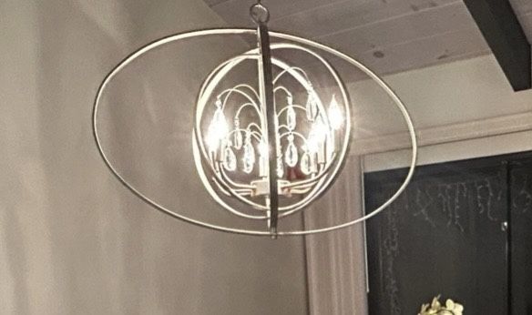 Modern 8-Light Orb Chandelier – RH Style, Brushed Nickel