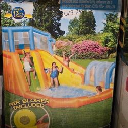 ✨️NEW $320 W3749 H20GO Summer Blast Mega Water Park Air Blower 13Ft Slide NEw  Z118