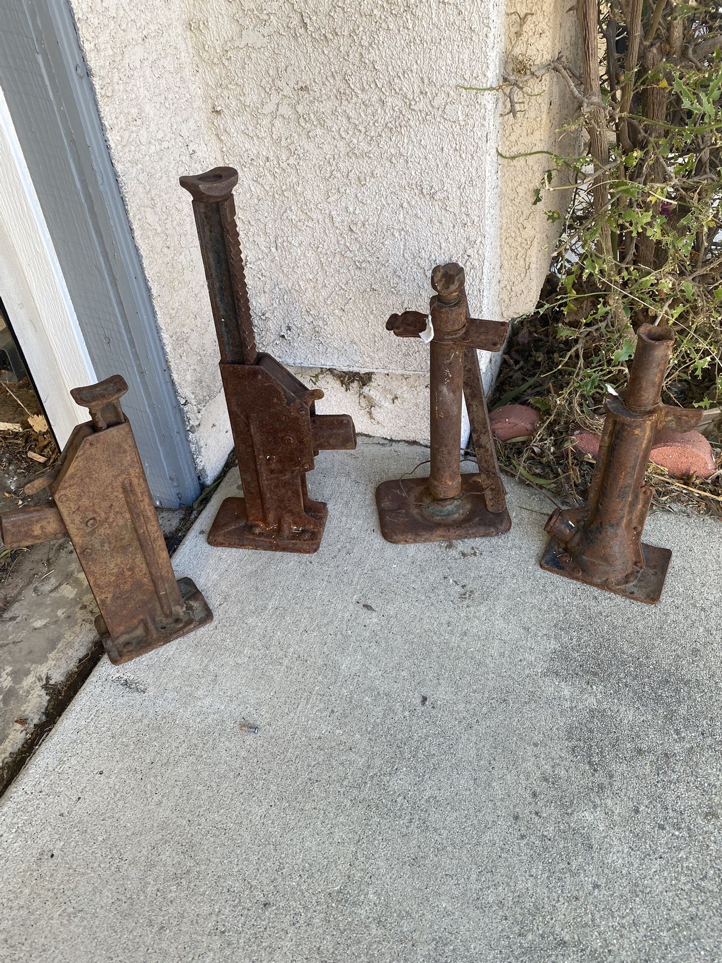 Vintage Rusty Cast Iron Partial Jack Stands