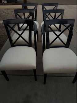 Set of 6 Henredon Ralph Lauren Dining Room Chairs Sleek Modern Black Cream