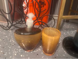 Amber Bath Accessory Set (soap dispenser + tumbler)