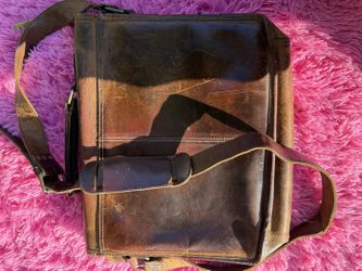 Brown Leather Messenger Bag Laptop Satchel