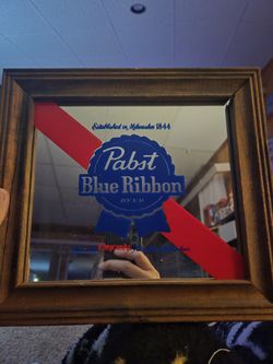 Framed Pabst Blue Ribbon Mirrored Sign 