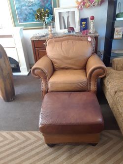 Nice leather chair matching ottoman