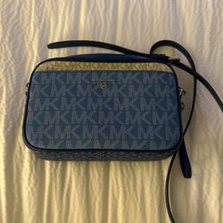 Michael Kors Blue And White Cross Body and Wallet 