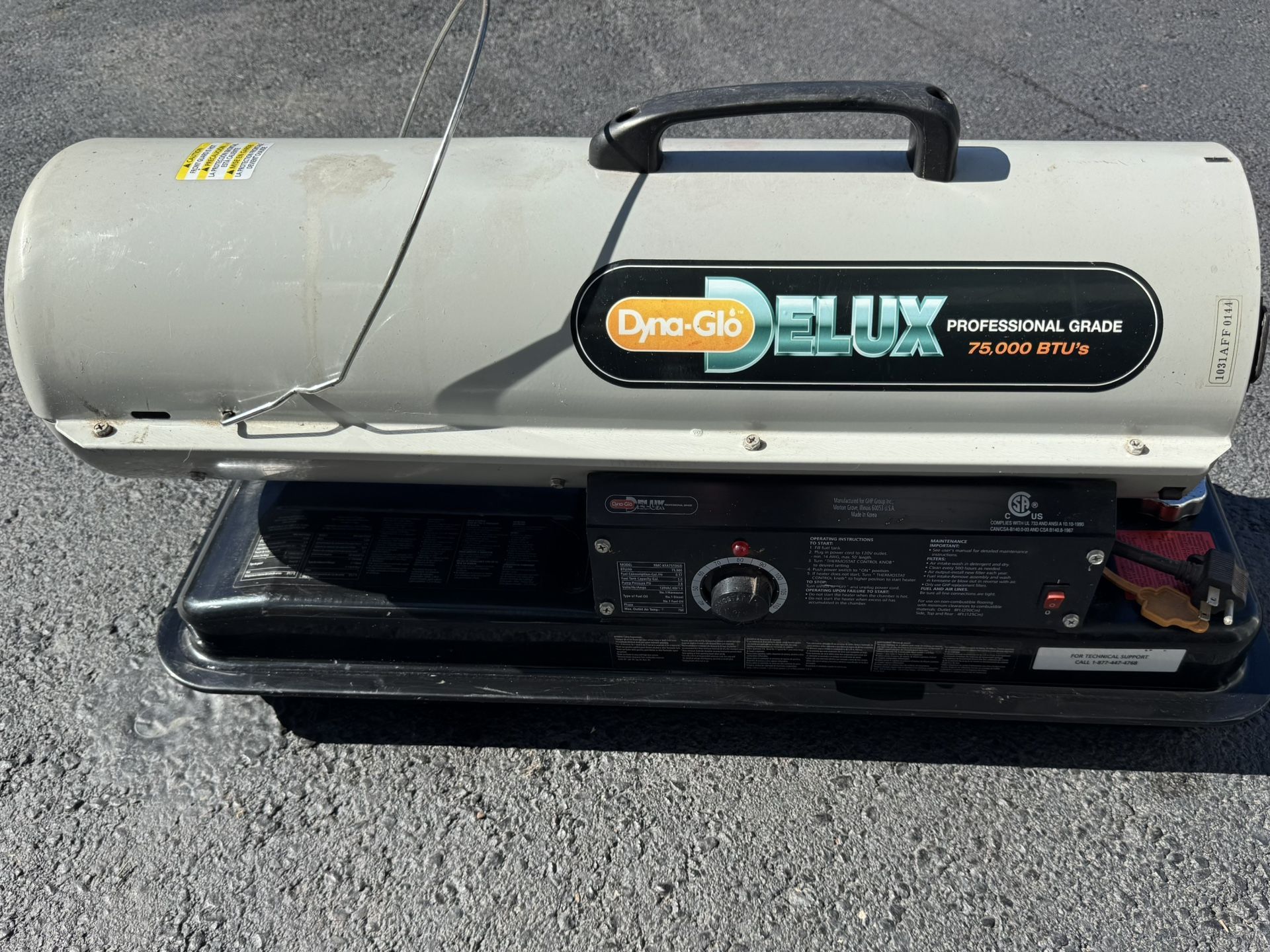 Dyna-Glo Deluxe Professional Kerosene Torpedo Heater 75,000 btu. Works Good. Must Pickup