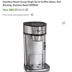 Hamilton Beach Single Serve Coffee Maker 