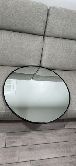 Round Black Framed Wall Mirror - 28”