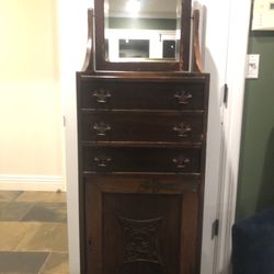 Antique Shaving Mirror With Cabinet 