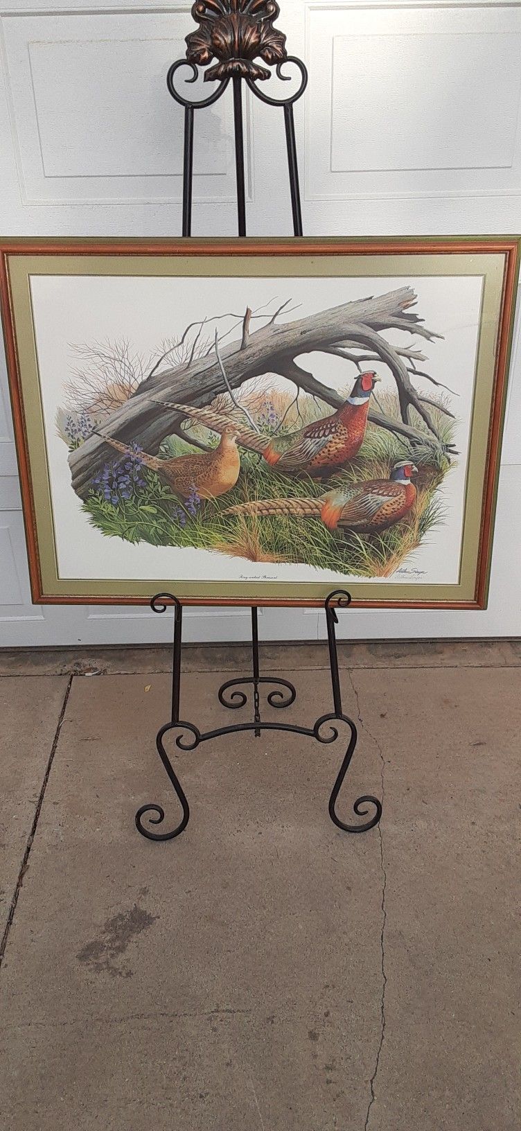 SALE Large Framed Matted Ring-necked Pheasant Print Double Signed Arthur Singer