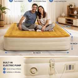 New Full Size Air Mattress with Built-in Pump and Storage Bag