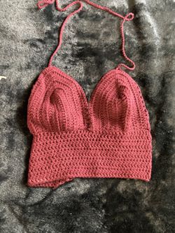 Burgundy crochet crop top