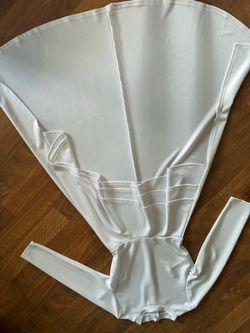White Long Sleeve Bodysuit with Cape