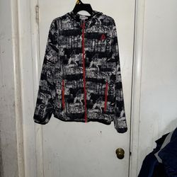 Reebok Boys Black And Gray Graphic Windbreaker Jacket Sz 18 