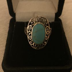 Vintage 925 Sterling Silver Ring With Turquoise Stone..Sizes 6,8,9