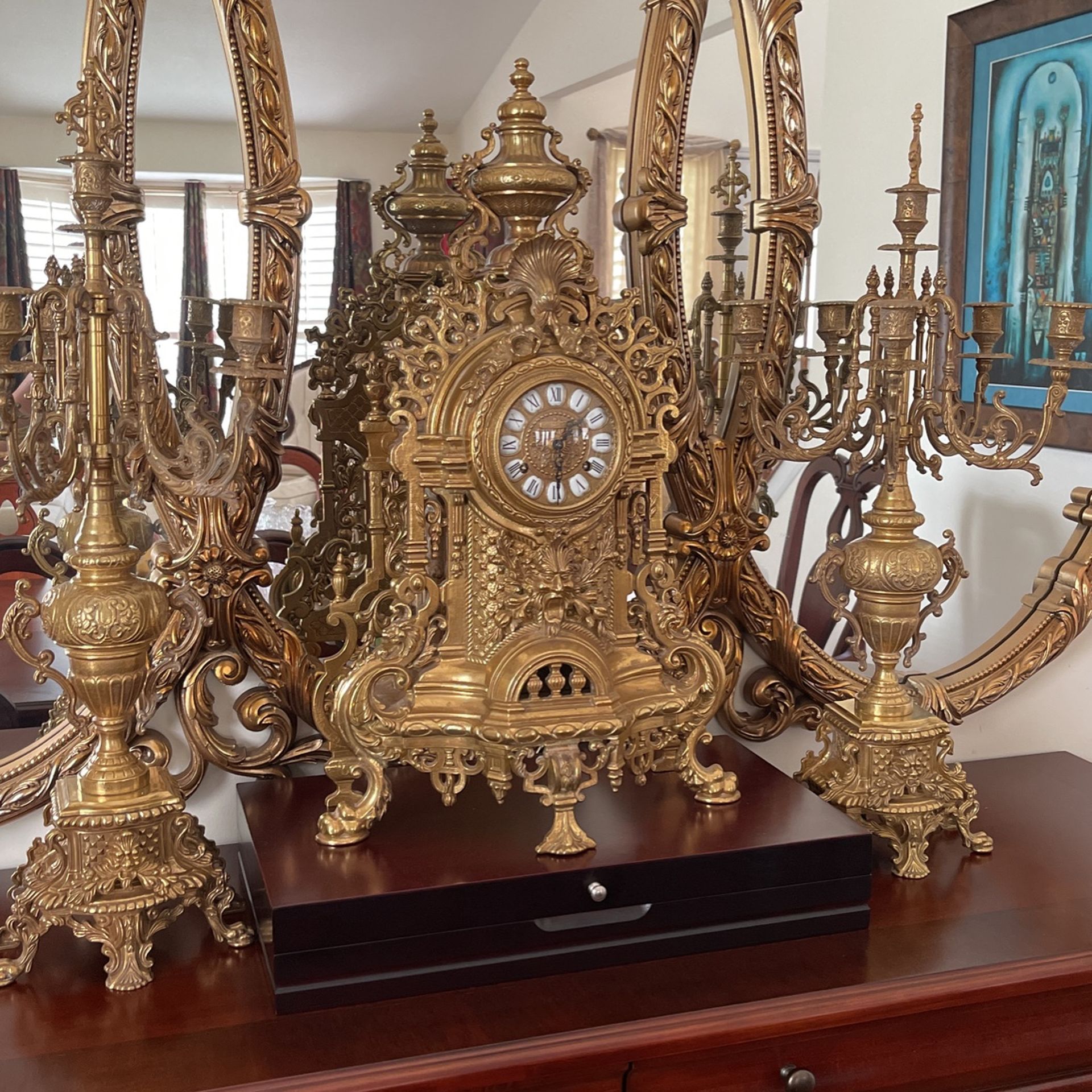 Antique Italian Clock And Candelabra 