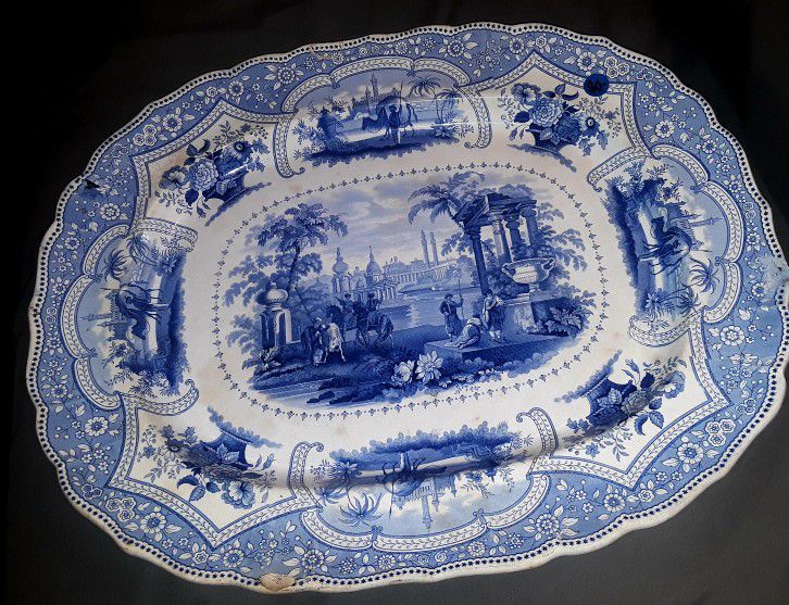 Antique Persian VIEWS serving Plate 