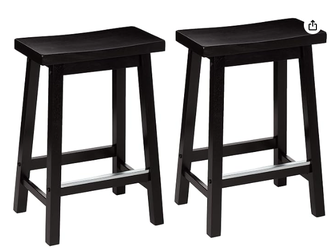 Set of 2 Black Wood Counter Stools 24"