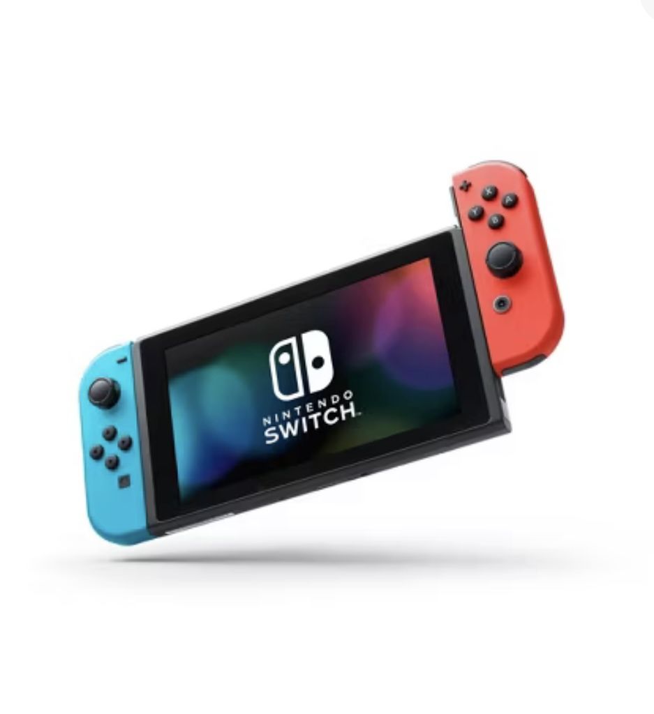 Nintendo switch with neon Blue And Neon Red Joy Con