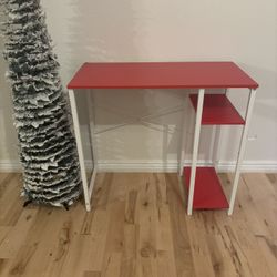 Red Office Desk with Shelves and a Hook 16" x 32"