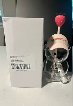 2026 New Starbucks Bearista Pink Bear Glass Tumbler Cold Cup Straw