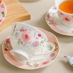 floral porcelain teacup saucer set 12 pc