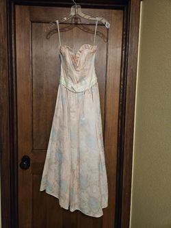 Vintage-Inspired Blush Pink Formal Gown with Satin Bow