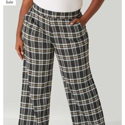 Plaid wide leg pants